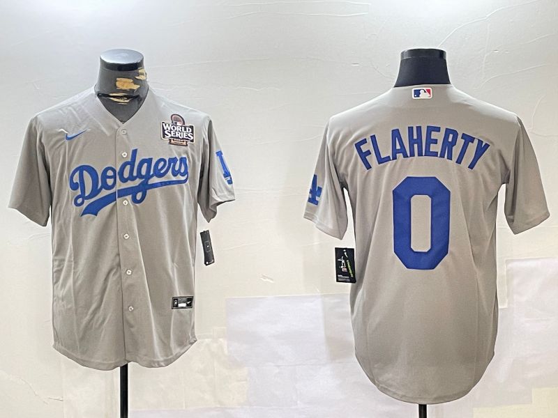 Men Los Angeles Dodgers #0 Flaherty Grey Game 2024 Nike MLB Jersey style 11202
